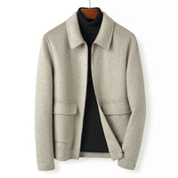 Herren Wollmix-Übergangsjacke mit Stehkragen, Reißverschluss und Pattentaschen Nord Taschen - Haferbeige