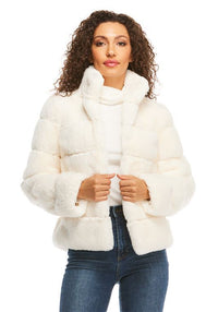 Damen Modische Daunenjacke mit hohem Kragen - Weiß