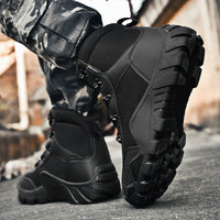 Herren taktische Stiefel mit verstärktem Knöchelschutz und rutschfester Sohle - Schwarz