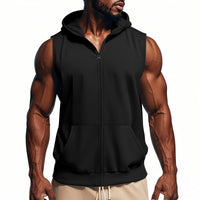 Herren ärmelloses Kapuzenshirt aus atmungsaktivem Material - Schwarz