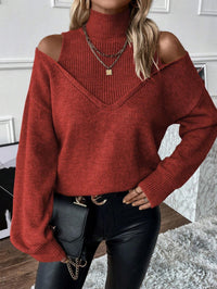 Damen Rollkragenpullover mit langen Ärmeln - Rot