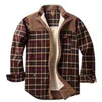 Herren Hemdjacke mit Karomuster und Taschen - Kaffee