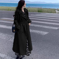 Damen Langer Oversize-Trenchcoat mit Ballonärmeln und Bindegürtel Nord Taschen - Schwarz