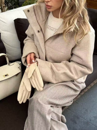 Damen Langarm-Übergangsjacke mit Knöpfen und Taschen - Offwhite