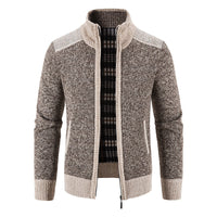 Herren Langarm-Zip-Jacke mit Taschen - Kaffee Braun