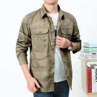 Herren Utility-Hemdjacke mit Klappbrusttaschen und geradem Schnitt - Khaki