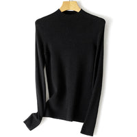 Damen Leichter Feinstrick-Pullover mit kurzem Stehkragen und schmaler Silhouette Nord Taschen - Obsidienschwarz