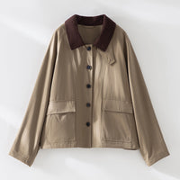 Damen Kurzjacke mit Cordkragen und aufgesetzten Taschen Nord Taschen - Kamel