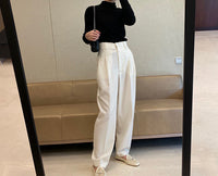 Damen Weit geschnittene High-Waist-Hose Nord Taschen - Weiß