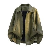 Herren Oversize-Fieldjacke aus Kunstleder mit verdecktem Reißverschluss - Militärgrün