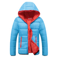 Mila | Wattierte Kapuzen Steppjacke - Himmelblau + Orange