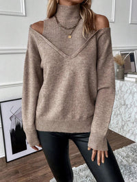 Damen Rollkragenpullover mit langen Ärmeln - Khaki