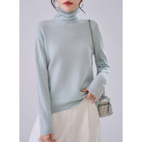 Damen Leichter Kaschmir-Mix Rollkragenpullover mit feinem Soft-Finish und schmaler Silhouette Nord Taschen - Seemondgrün