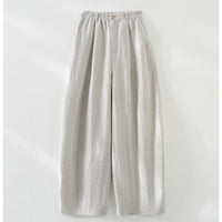 Damen Leinenmix Palazzo-Hose mit hohem Bund, elastischem Einsatz und Eingrifftaschen Nord Taschen - Leinenfarbene Hose