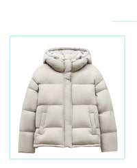 Damen Stilvolle Daunenjacke mit Kapuze Nord Taschen - Grau