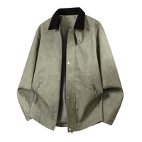 Herren Oversize-Harringtonjacke mit Cordkragen und Zwei-Wege-Reißverschluss - Khaki