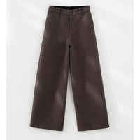 Damen Hochtaillierte Wollmix-Palazzohose mit geradem Bein und elastischem Rückenteil Nord Taschen - Braune Hose