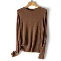Damen Leichter strukturierter Langarm-Strickpullover mit Rundhals und feiner Crinkle-Optik Nord Taschen - Dunkelkamel