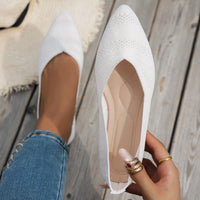Damen elegante Ballerinas mit atmungsaktivem Strickdesign - Weiß