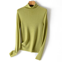 Damen Leichter Feinstrick-Rollkragenpullover mit fließender Passform Nord Taschen - Apfelgrün