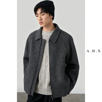 Herren Boxy‑Wollblouson mit verdecktem Zwei‑Wege‑Reißverschluss und Hemdkragen Nord Taschen - Kohlschwarz