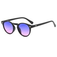 Runde Sonnenbrille mit halbtransparenter Fassung für Herren | Ideal für den täglichen Gebrauch im Freien - Blau-Rosa
