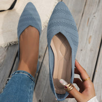 Damen elegante Ballerinas mit atmungsaktivem Strickdesign - Hellblau