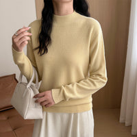 Damen Feiner Feinstrick-Pullover mit kurzem Stehkragen und Kaschmir-Optik Nord Taschen - Schwanengelb