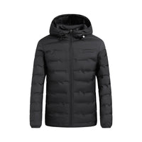 Herren ultraleichte Steppjacke mit Kapuze und Windschutzleiste - Schwarz