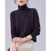 Damen Leichter Kaschmir-Mix Rollkragenpullover mit feinem Soft-Finish und schmaler Silhouette Nord Taschen - Nachtgrau