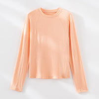 Damen Leichtes Longsleeve-Feinstrickshirt mit Raglanärmeln und Rundhalsausschnitt Nord Taschen - Orange
