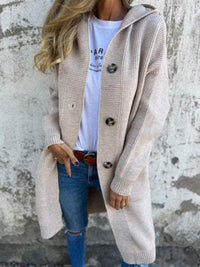 Damen Eleganter Strickmantel Nord Taschen - Hellgrau