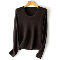 Damen Feinstrick-Langarmshirt mit Rundhalsausschnitt und leichter A-Linie Nord Taschen - Mokkabraun