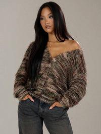 Damen Oversized Langarmpullover - Braun