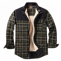 Herren Hemdjacke mit Karomuster und Taschen - Schwarzgrün