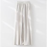 Damen weite Lounge-Hose mit elastischem Bund und Eingrifftaschen Nord Taschen - Beigefarbene Hose
