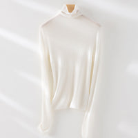 Damen Feiner ultraleichter Rollkragenpullover aus Stretch‑Feinstrick Nord Taschen - Perlenweiß