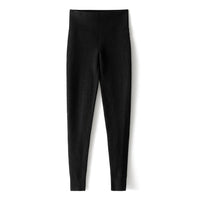 Damen Thermo-Feinstrick-Leggings mit hoher Taille und geripptem Knöchelabschluss Nord Taschen - Schwarz