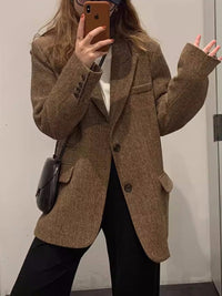 Damen Übergroßer Wollblazer Nord Taschen - Braun