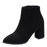 Damen Stiefeletten mit blockierendem Absatz und Reißverschluss - Schwarz