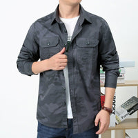 Herren Utility-Hemdjacke mit Klappbrusttaschen und geradem Schnitt - Grau