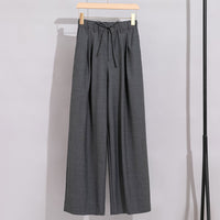 Damen Weite High‑Waist Bundhose mit Tunnelzug und Bügelfalte Nord Taschen - Grau