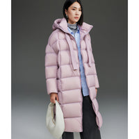 Damen Oversized Stepp-Daunenmantel mit Kapuze und verlängerter Silhouette Nord Taschen - Rosa