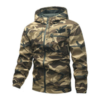 Herren Camouflage-Jacke mit Kapuze und Taschen - Olivgrün