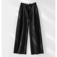 Damen Weite Tunnelzug-Hose mit Elastikbund, geradem Bein und Eingrifftaschen Nord Taschen - Schwarz