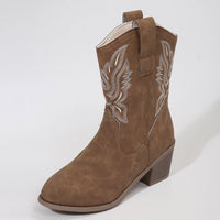 Damen Western Stiefelette mit Blockabsatz - Dunkelbraun