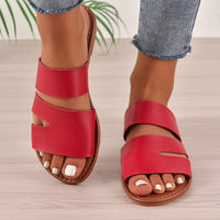 Damen Sandaletten mit breitem und verstellbarem Riemendesign - Rot