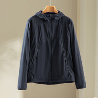 Herren leichte wind- und wasserabweisende Kapuzenjacke mit Fleece‑Innenfutter und Frontreißverschluss Nord Taschen - Navyblau