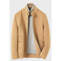 Herren Moderner Wollmix-Blouson mit hohem Stehkragen, verdecktem Reißverschluss und geknöpften Eingrifftaschen Nord Taschen - Kamelton 1