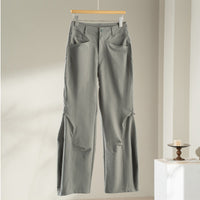 Damen Weite High‑Waist-Hose mit eingesetztem Beinschlitz und markanten Eingrifftaschen Nord Taschen - Lorbeergrün